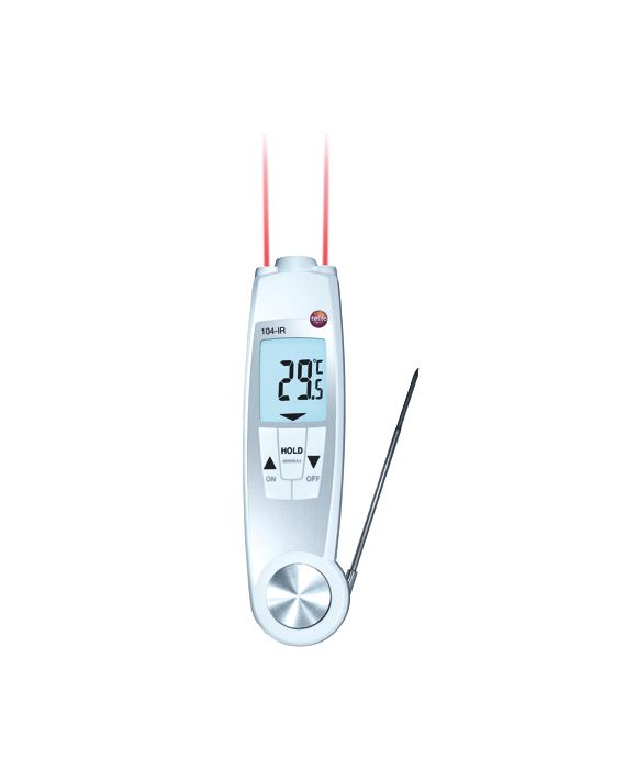 적외선 측정과 침투형 측정이 모두 가능한 폴더형 방수 온도계 - testo 104-IR